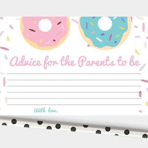 giochi per baby shower con ciambella, consigli per i futuri genitori, consigli per la futura mamma, carte di consigli per bambini, baby shower con ciambelle, carte di consigli per ciambelle di genere