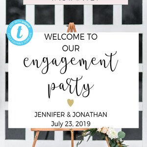 calligraphy engagement sign engagement Party Sign Printable Welcome to Our Engagement Sign engagement welcome, black and white welcome sign