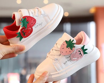 2024 Spring Summer Children Casual Shoes Cute Strawberry Boys Girl Sport Breathable Tennis Sneaker Kids White Board Shoes Outdoor