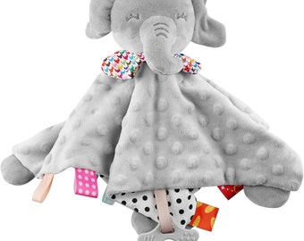 Soft Elephant Baby Comforter Blanket: Plush Towel for Soothing, Reassuring Sleep, Hanging Toy with Rattle for Toddlers Baby Gift