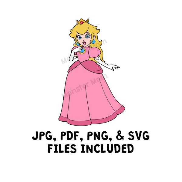 Mario Peach LAYERED SVG | Peach SVG | Peach PnG | Peach Cut File | Princess Peach SvG