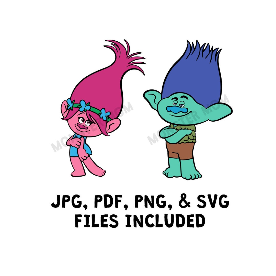 Trolls LAYERED SVG Poppy SVG Branch Svg Trolls Clipart Trolls