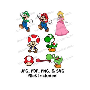 Super Mario LAYERED SVG | Luigi Mario Peach Toad Yoshi SVG | Super Mario