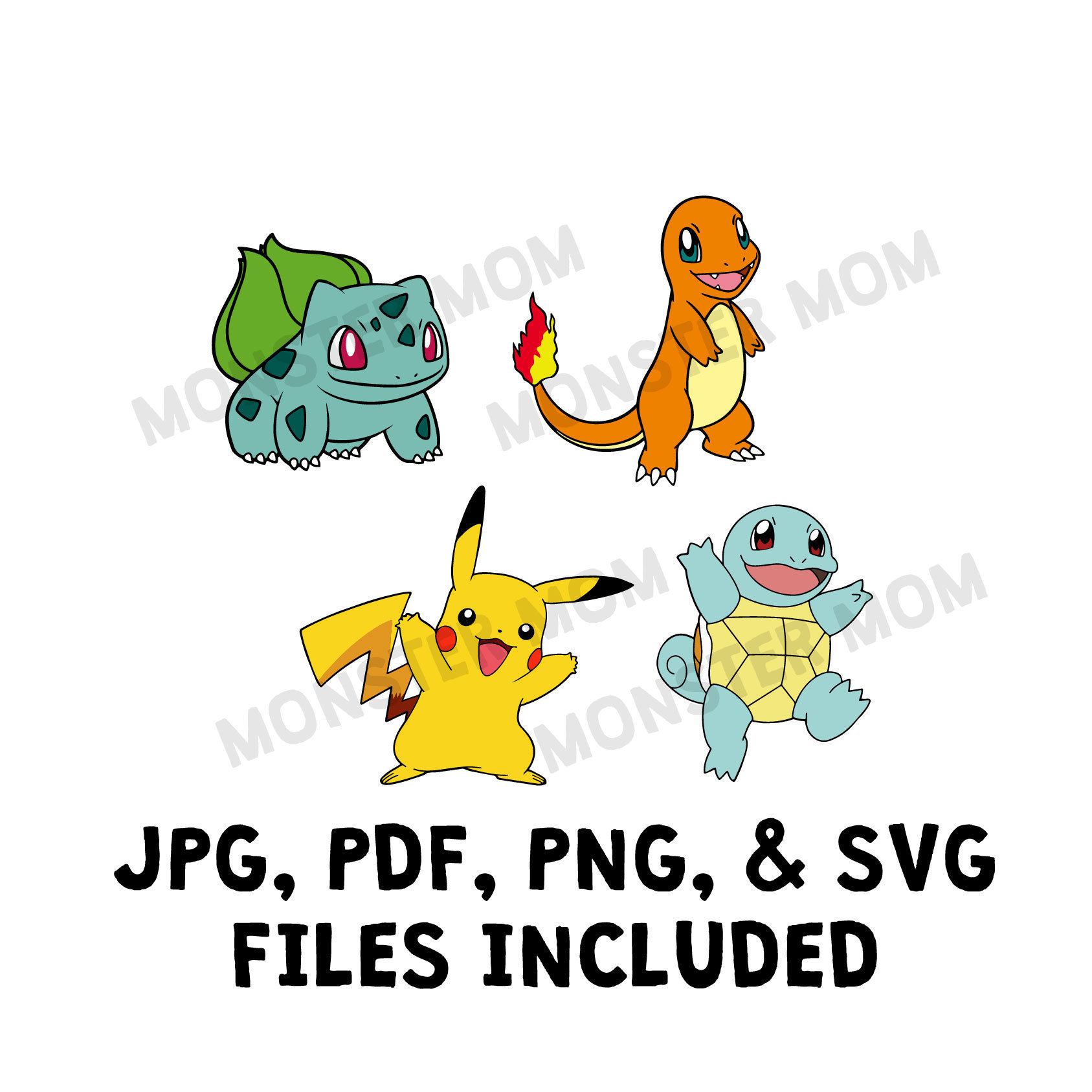 Download Classic Pokemon Layered Svg Bundle Pikachu Svg Charmander Etsy