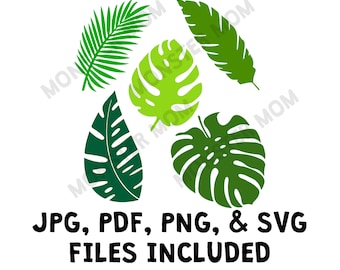 トロピカル リーフ SVG バンドル | トロピカル リーフ SVG | トロピカル クリップ アート | トロピカル カット ファイル