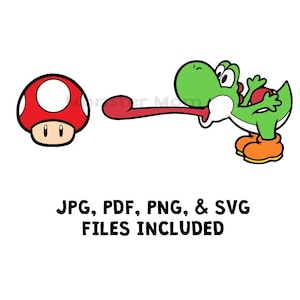 Yoshi Mushroom Layered SVG  | Yoshi SVG | Yoshi Clipart | Mario SVG