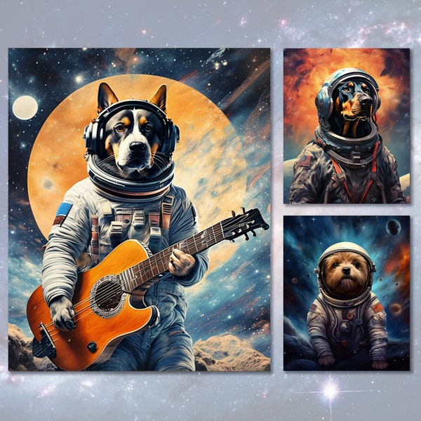 Astronaut Pet Portrait, Dog Remembrance Gift, Custom Gog Painting, Custom Pet Painting, Pet Portrait, Dog Portrait Custom, Personalized Gift