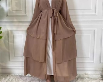 SET - 3 layers Chiffon abaya and  Inner Dress