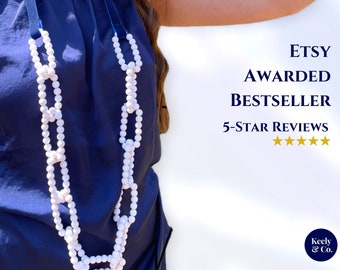 Etsy Awarded Matte White Necklace -5 star reviews) - Expertly Handcrafted; Interlocking Bead Necklace. Etsy awarded “Star Seller”