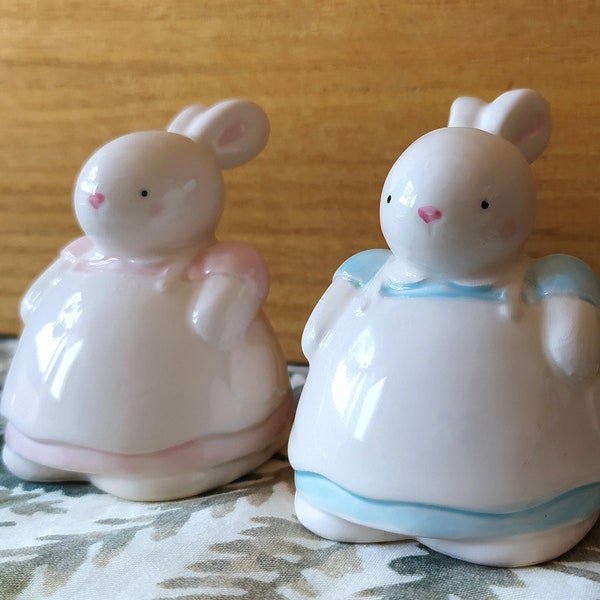 Saleros de conejito de cerámica / Decoración kawaii / Utensilios de cocina vintage de animales / Regalo Conejos de Pascua / Brocante Decor