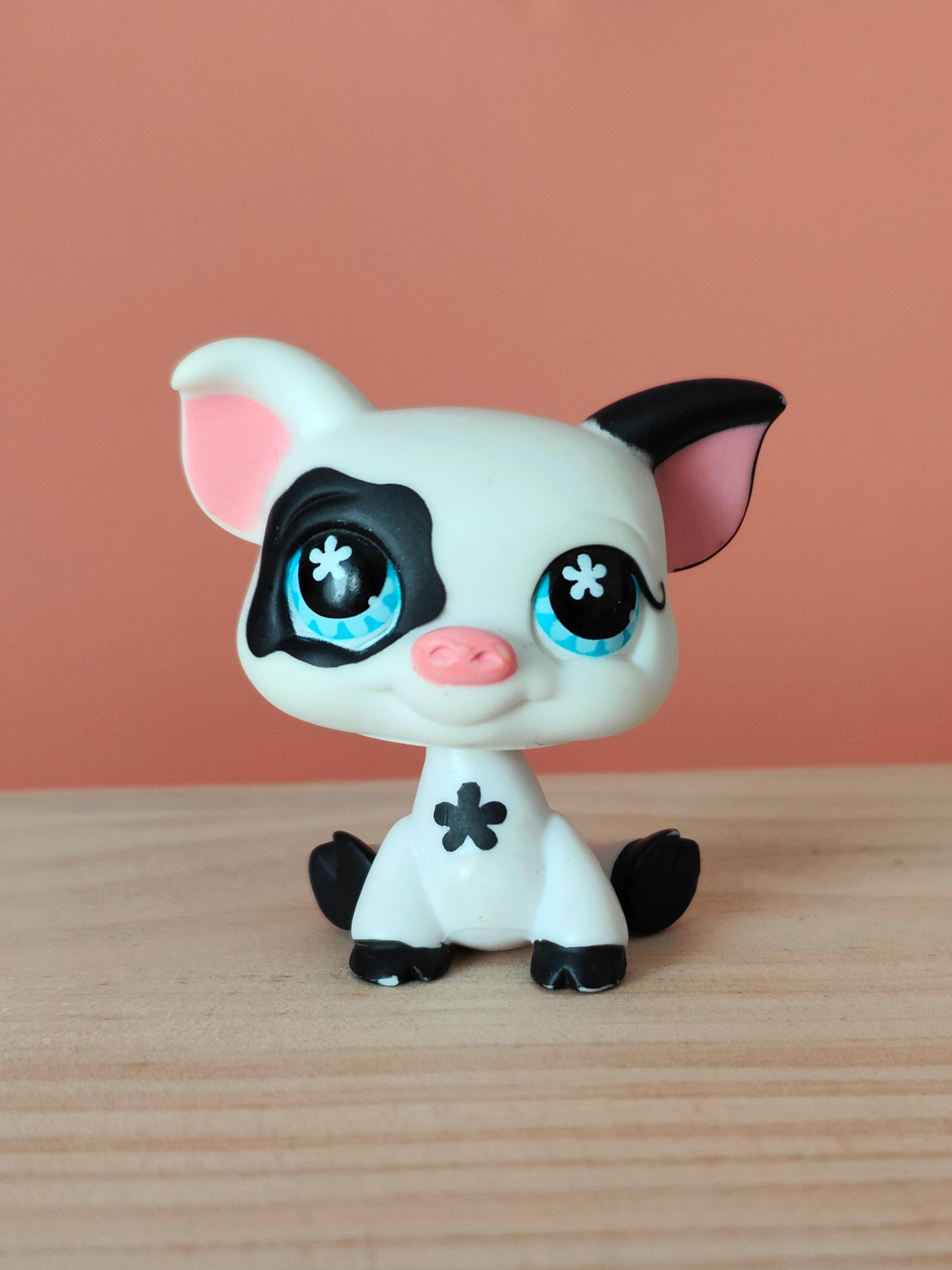 LPS Black & White Pig #537 / Farm Animals / Authentic Littlest Pet