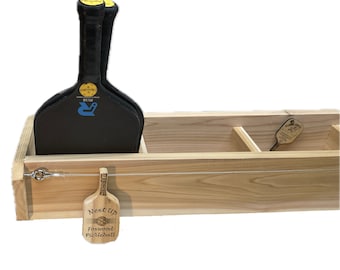 Next up Cedar Pickleball Paddle Holder Rack with sliding paddle