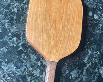 Pickleball Charcuterie - Solid Cherry with Stained Handle Cheese Board - Cutting Board