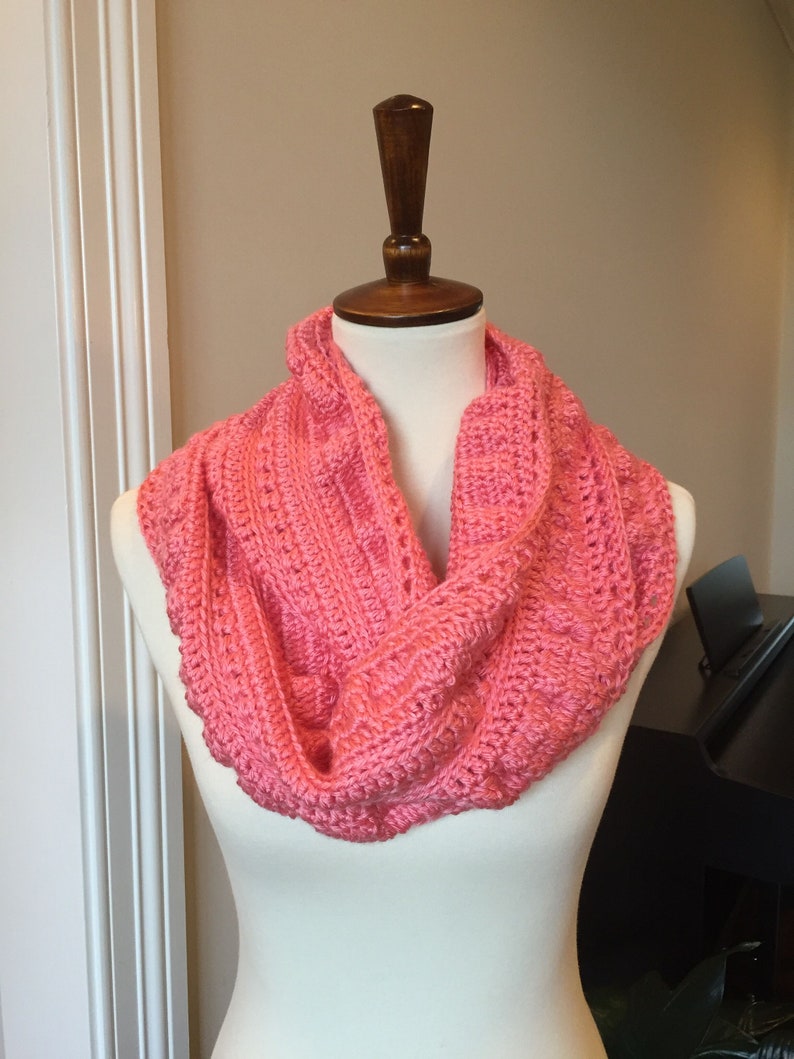 Crochet Textured Infinity Scarf Double Wrap Infinity Scarf Etsy
