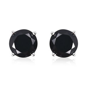 925 Sterling Silver Black Spinel Cute Stud Earrings Gift for Her 4Ct