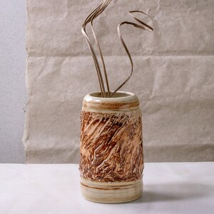 Handmade Rustic Vintage ceramic vase for flowers Home decor brown glaze image 2