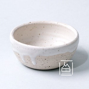 Handmade Rustic Vintage Ceramic sauceboat cup sause bowl speckled clay Home decor polka dot textured matt white glaze
