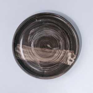 Handmade Rustic Vintage Ceramic plate bowl Home decor textured brown gray glaze