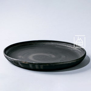 Handmade Rustic Vintage Ceramic plate bowl Home decor textured matte black glaze image 2