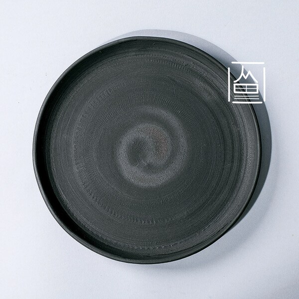 Handmade Rustic Vintage Ceramic plate bowl Home decor textured matte black glaze