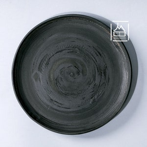 Handmade Rustic Vintage Ceramic plate bowl Home decor textured matte black glaze