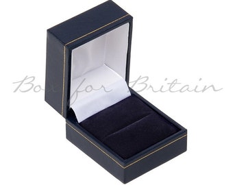 Luxury Blue Leatherette Ring Box: Velvet Jewelry Display