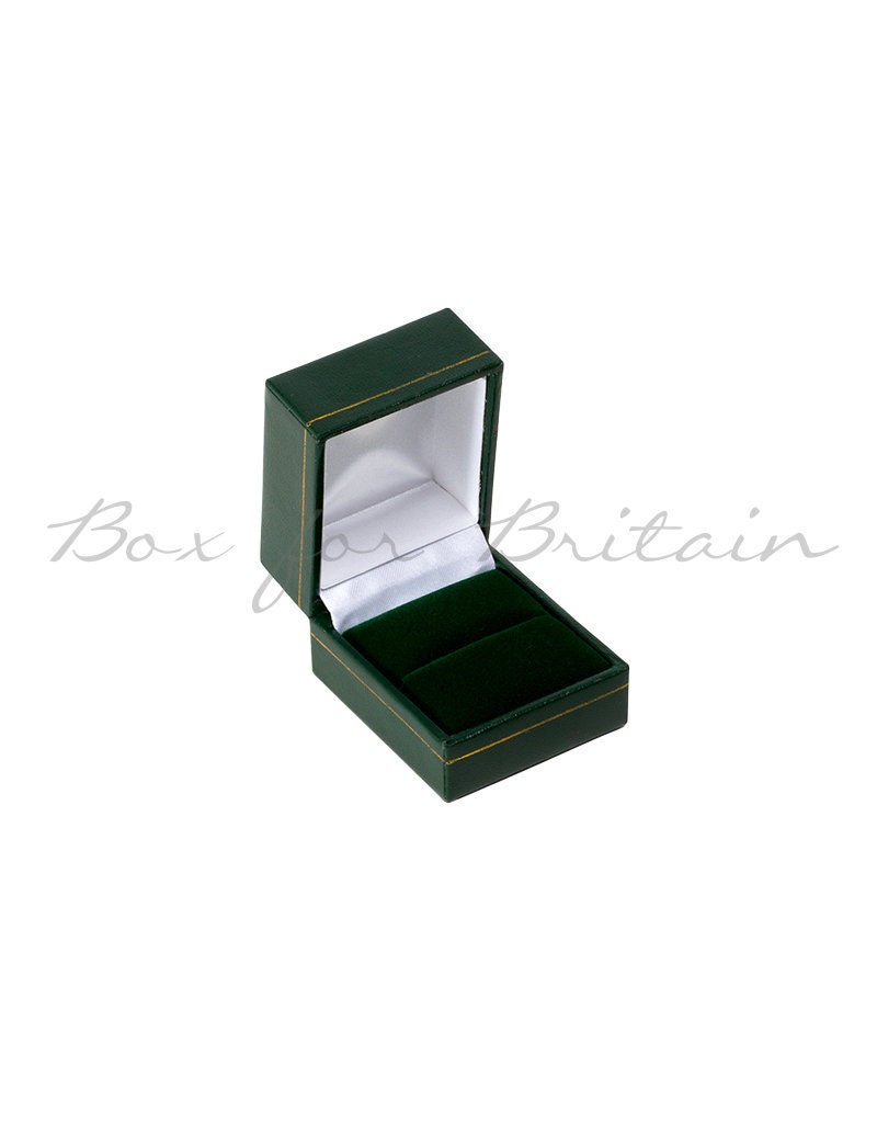High Quality Luxury Leatherette Green Ring Box for Diamond Jewellery, Proposal, Birthday Jewellery Display