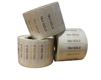 18 Carat Gold Jewellery Labels: Self Adhesive, 30mm x 6mm (1000 Labels)