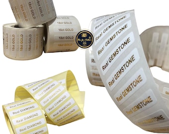 Jewellery Labels, 9ct 14ct 18ct Gold, Silver, Gemstone, Diamond (1000 Per Roll)