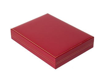 Red Jewelry Box, Extra Large Leatherette Case for Necklace, Bracelet, Ring, Earrings