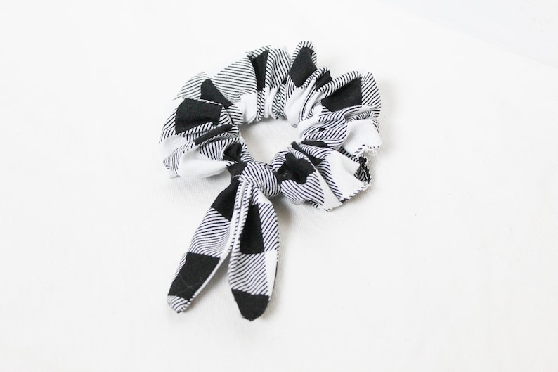 Plaid Scrunchies Black and White Best Gift For Fall For image 0