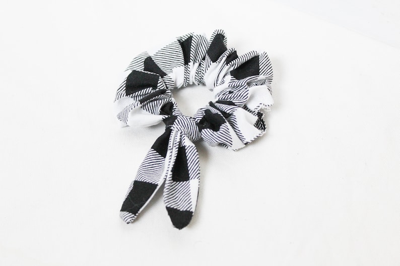 Plaid Scrunchies Black and White  Best Gift For Fall For image 0