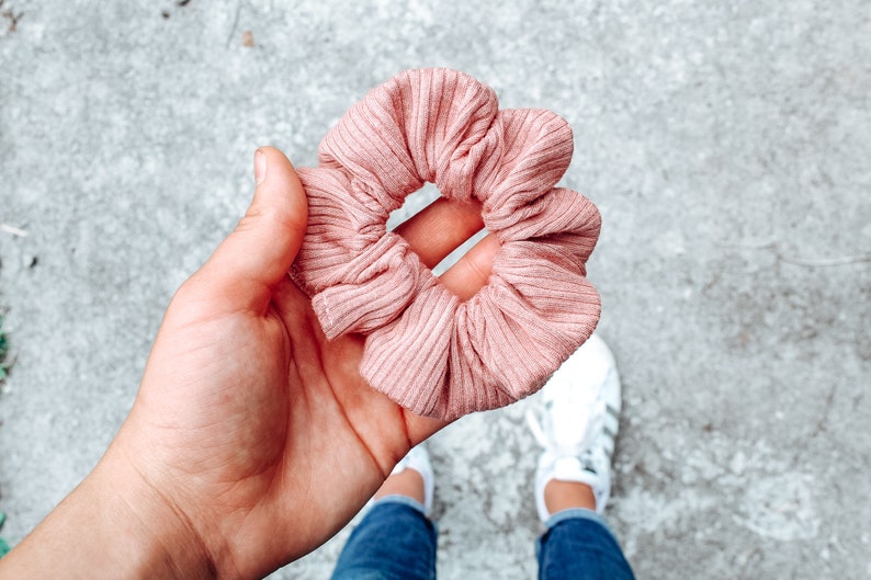 Dusty Pink Super Soft Ribbed Scrunchie VSCO Scrunchies image 0