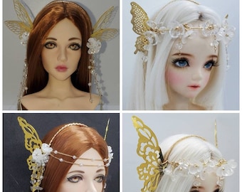 Fantasy Large Metal Filigree Butterfly Wing Crown /headpiece SD 1/3 & 1/4 size BJDs