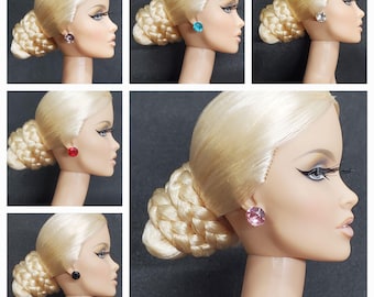 1/6 Fashion Doll Jewelry 4mm Rhinestone Earrings Fashion Royalty, BJD, Silkstone,  etc.
