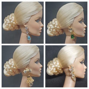 Orecchini con gioielli per bambole di moda 1/6 Fashion Royalty, Silkstone, Poppy, BJD ecc.