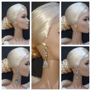 Orecchini con gioielli per bambole di moda 1/6 Fashion Royalty, Silkstone, Poppy, BJD ecc.