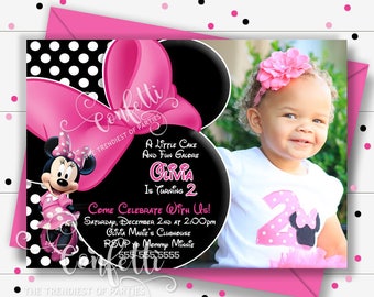 minnie mouse birthday invitation etsy