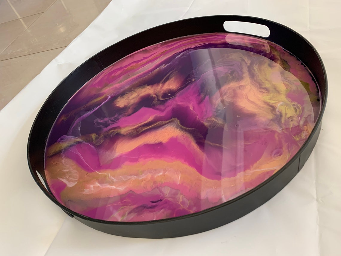 Serving tray/platter cheese/charcuterie board Art resin Etsy