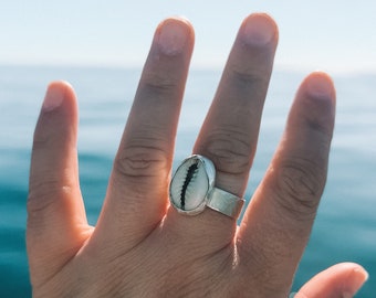 Handmade Sterling Silver Shell Ring - Ocean-Inspired Piece - 6mm Thick Band