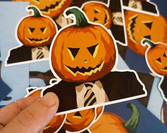Dwight Schrute Pumpkin Head Matte Sticker