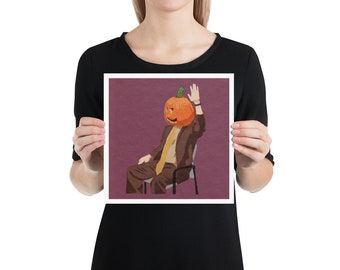Dwight Schrute with a Pumpkin Head The Office (US) fine art print