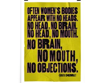 NO OBJECTIONS feminist quote Soraya Chemaly fine art poster print