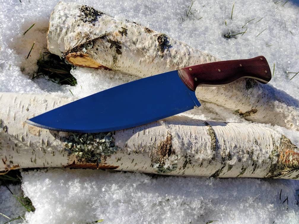 Chef's Style Camp Knife With Purple Heart Wood Handle and Etsy
