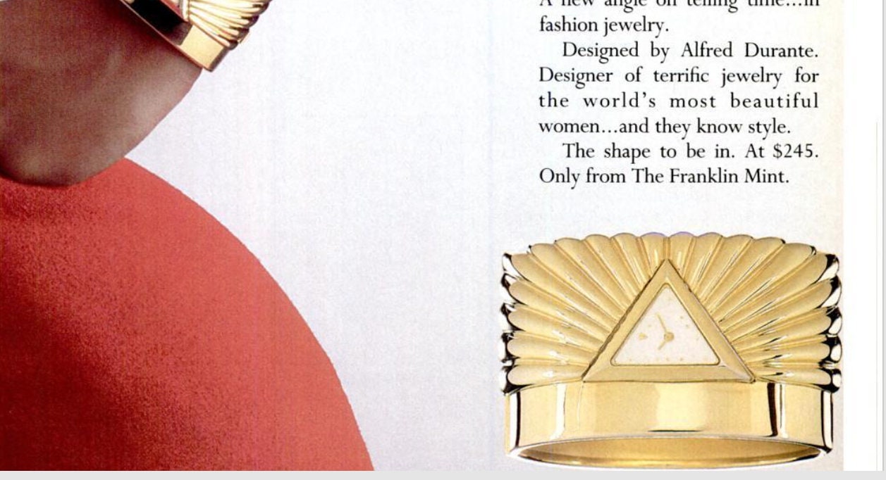Pyramid Cuff Watch by Alfred Duarte for the Franklin Mint 