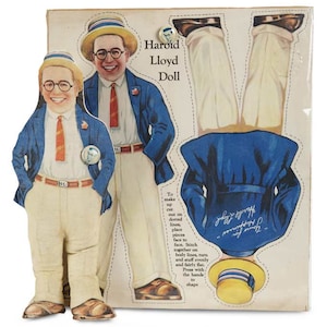 1920&#39;s Harold Lloyd Vintage Ad Premium, Uncut, Cloth Doll Panel