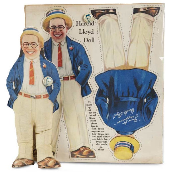 1920's Harold Lloyd Vintage Ad Premium, Uncut, Cloth Doll Panel