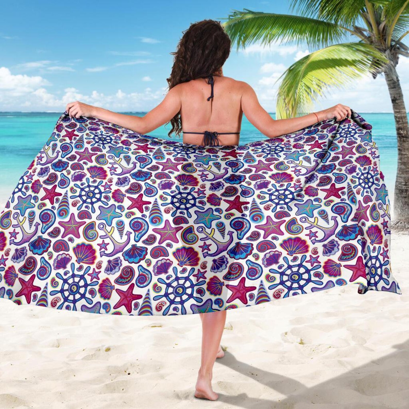 Starfish Gift Beach Sarong Cover Up For Women Beach Sarong Etsy