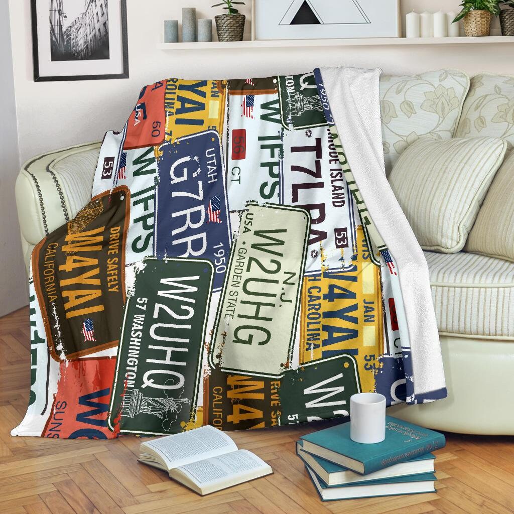 License Plates Throw Blanket US Plates Throw Blanket Car Etsy