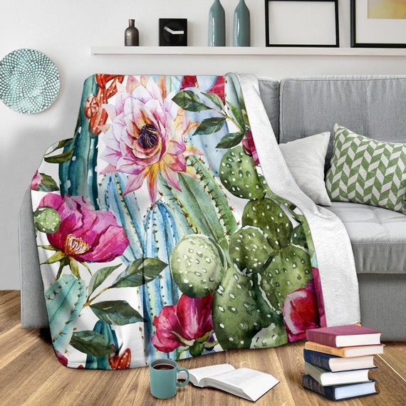 Cactus Throw Blanket Christmas Throw Blanket Christmas Gift Etsy
